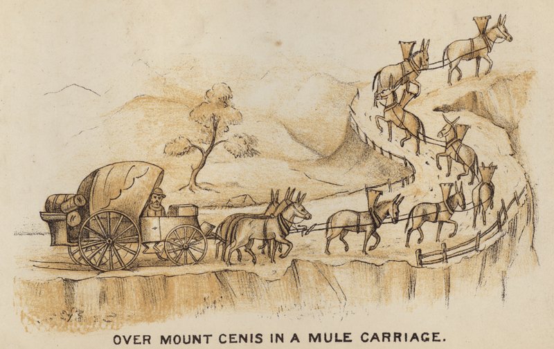 Coaches and Coaching: Over Mount Cenis in a Mule Carriage by English School
