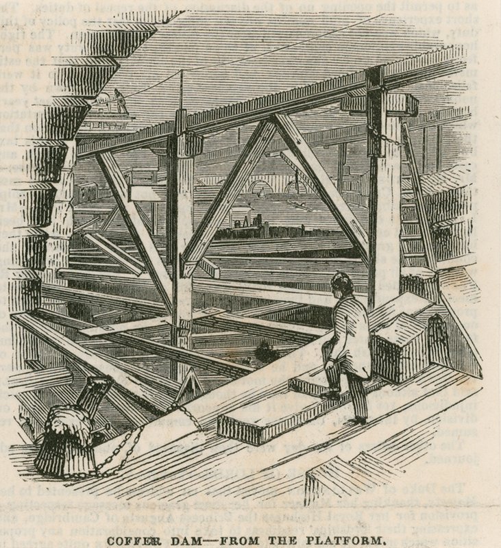 Coffer Dam, Westminster Bridge, from the Platform by English School