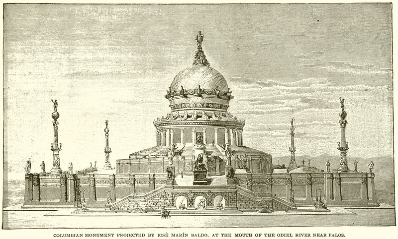 Columbian Monument Projected by Jose Marin Baldo, at the Mouth of the Odiel River Near Palos by English School