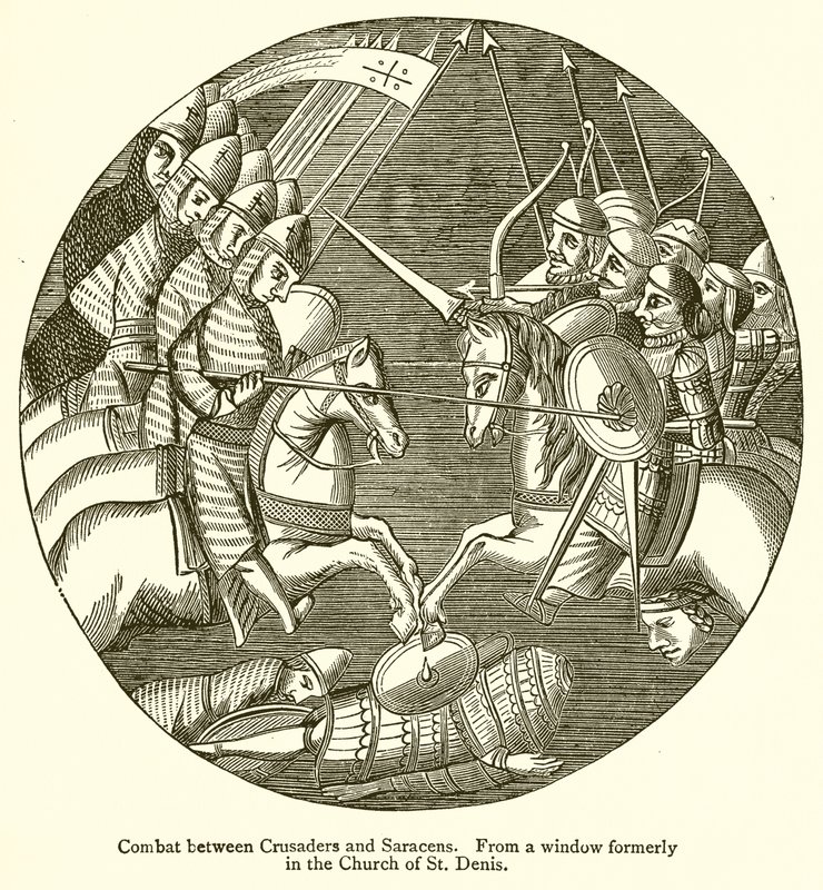 Combat Between Crusaders and Saracens by English School