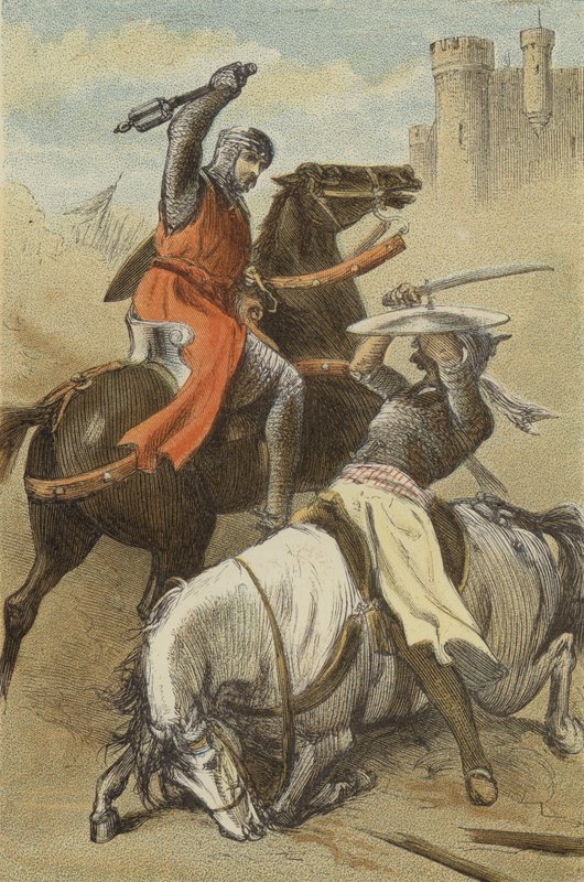 Conflict between Godfrey de Bouillon and the Saracen, at Antioch by English School