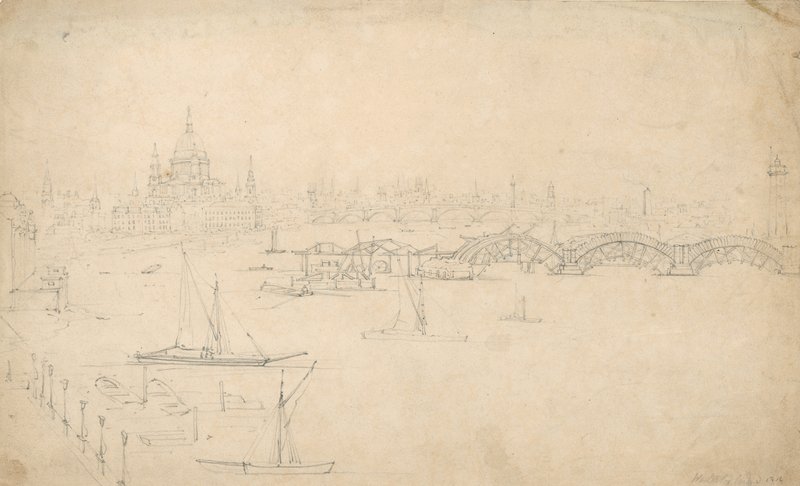Construction of Waterloo Bridge, London by English School