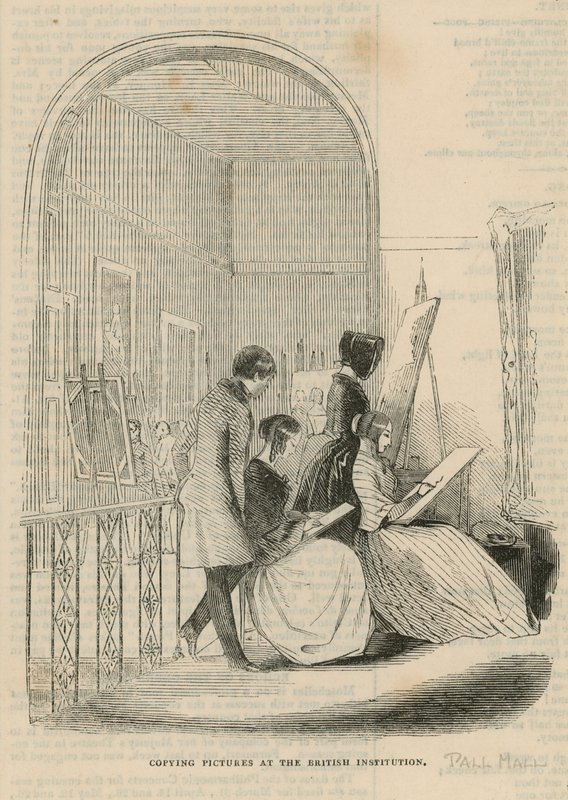 Copying pictures at the British Institution by English School