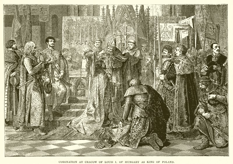 Coronation at Cracow of Louis I of Hungary as King of Poland by English School