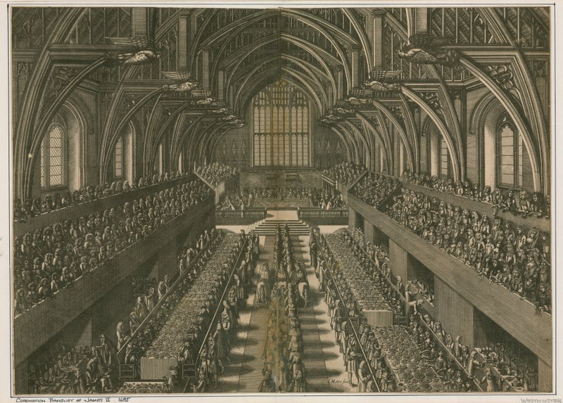 Coronation Banquet of James II, 1685, at Westminster Hall, London by English School