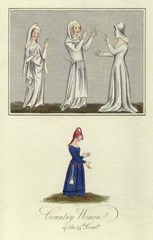Country women of the 14th Century by English School