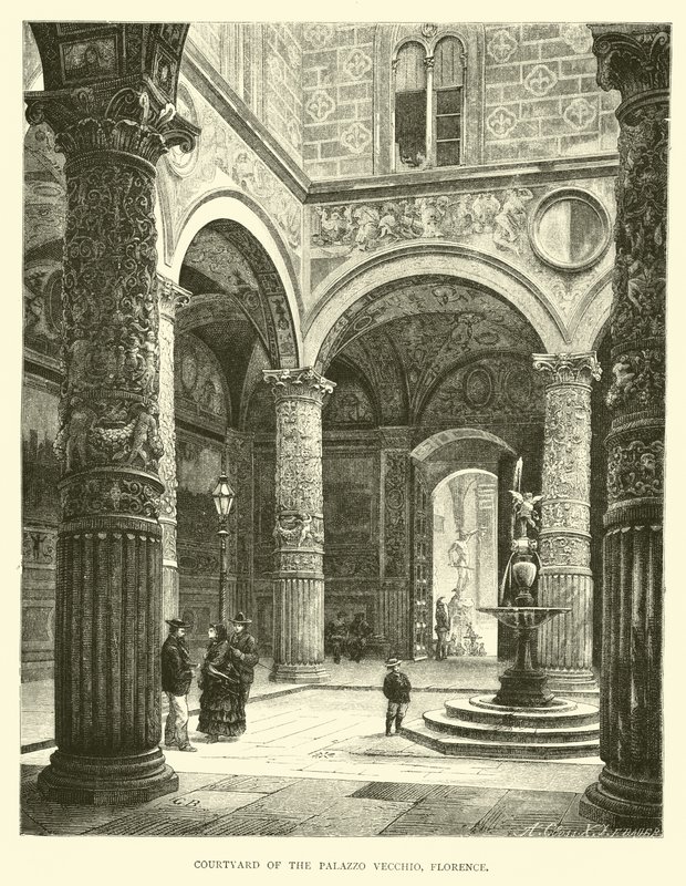 Courtyard of the Palazzo Vecchio, Florence by English School