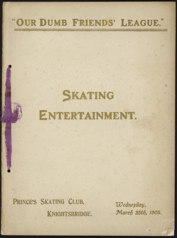 Cover of Our Dumb Friends League programme of skating entertainment by English School