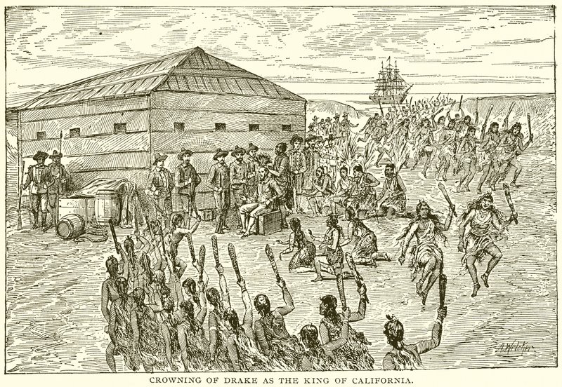 Crowning of Drake as the King of California by English School
