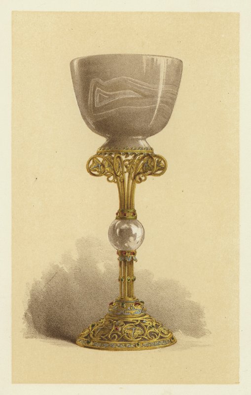 Cup, or Chalice, in Oriental Onyx, Mounted in Enamelled Gold by English School