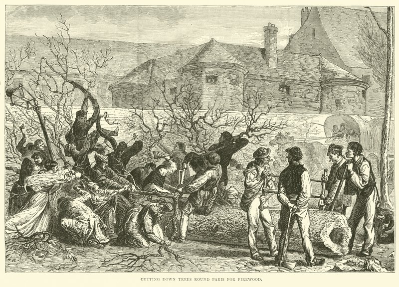 Cutting Down Trees Round Paris for Firewood, October 1870 by English School
