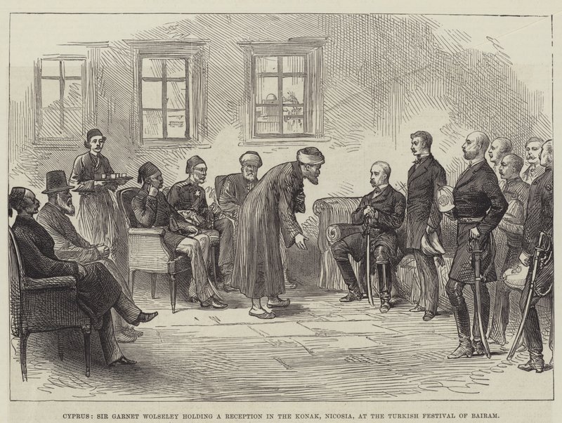 Cyprus, Sir Garnet Wolseley holding a Reception in the Konak, Nicosia, at the Turkish Festival of Bairam by English School