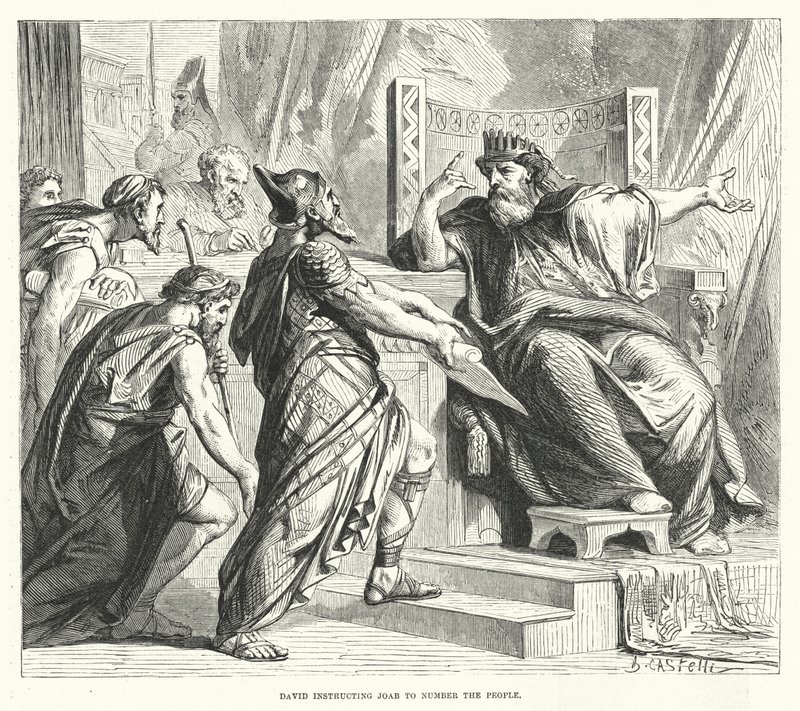 David Instructing Joab to Number the People (engraving) by English School