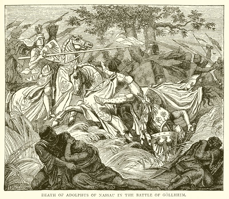 Death of Adolphus of Nassau in the Battle of Gollheim by English School