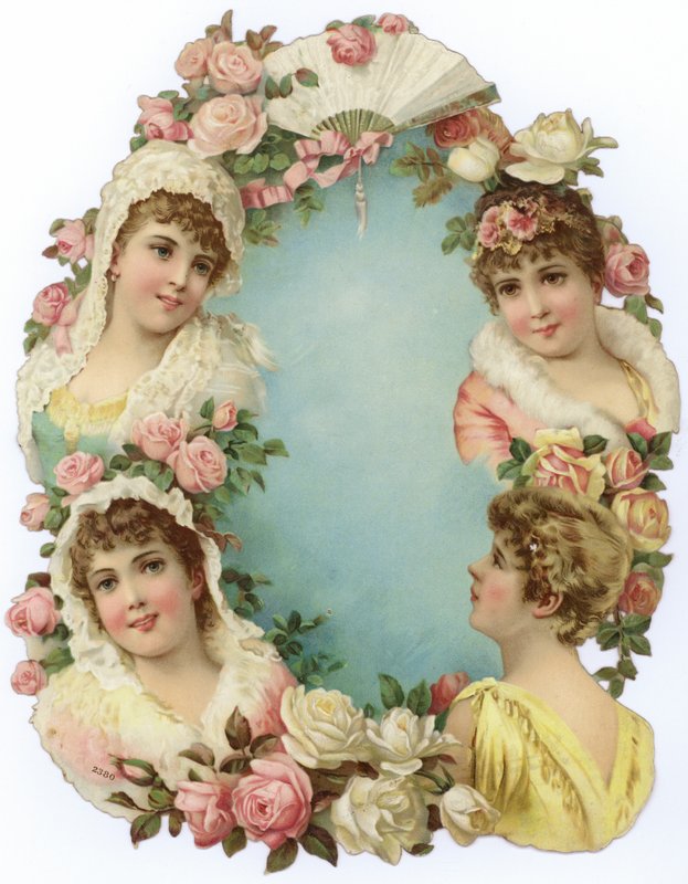 Decoration Featuring Portraits of Women by English School
