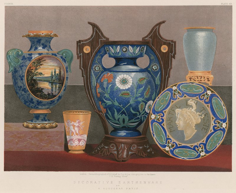 Decorative Earthenware by M. Rousseau, Paris by English School