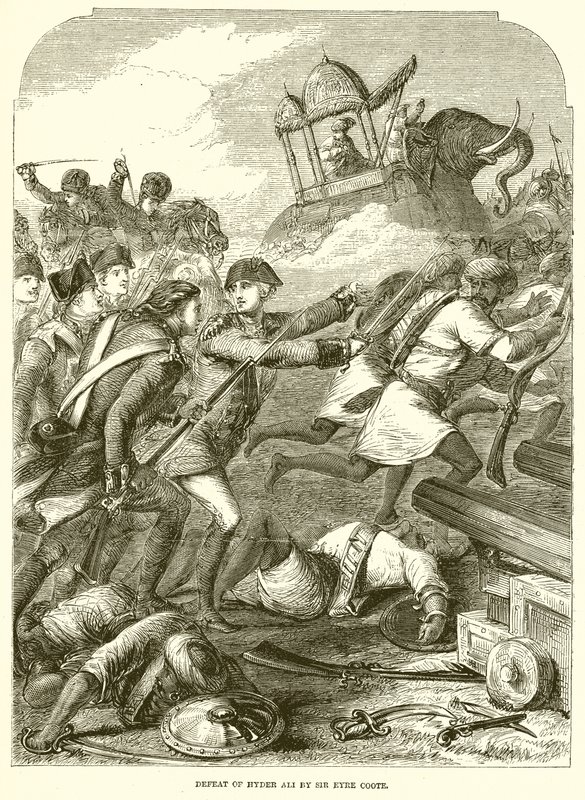 Defeat of Hyder Ali by Sir Eyre Coote by English School