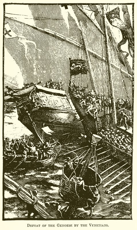 Defeat of the Genoese by the Venetians by English School