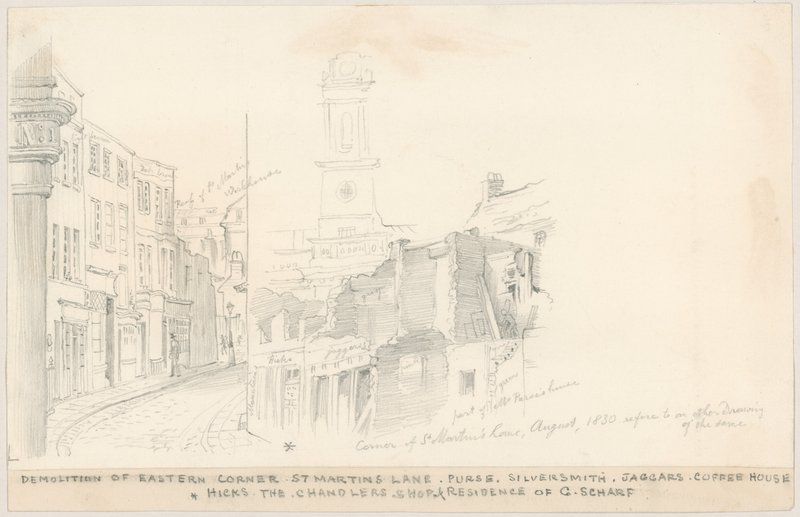 Demolition of Eastern Corner, St Martins Lane, London by English School