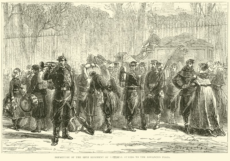 Departure of the 10th Regiment of National Guards to the Advanced Posts, October 1870 by English School