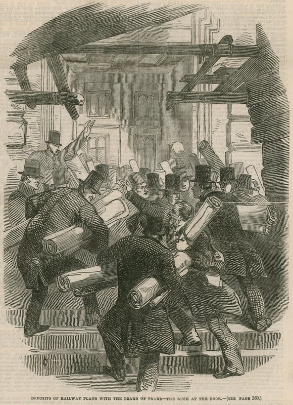 Deposits of railway plans with the Board of Trains - the rush at the door by English School