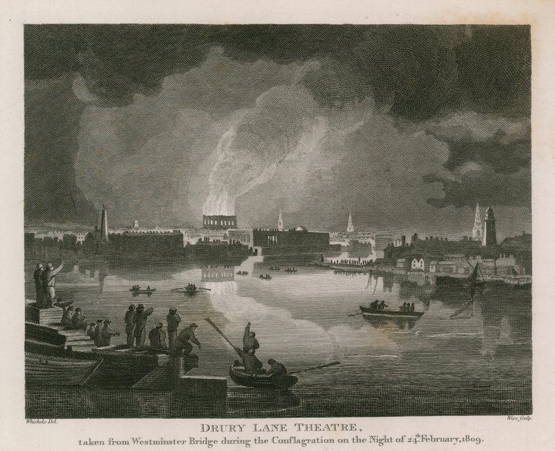 Destruction of Drury Lane Theatre, 24 February 1809 by English School