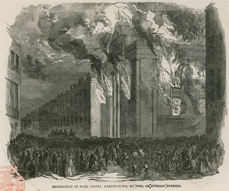 Destruction of Park Chapel, Camden Town, London by English School