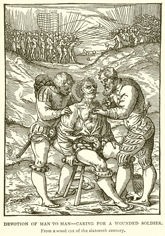 Devotion of Man to Man: Caring for a Wounded Soldier by English School