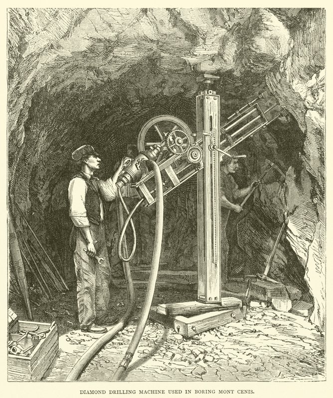 Diamond Drilling Machine used in boring Mont Cenis by English School