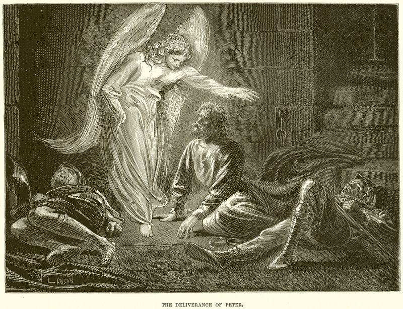 The Liberation of the Apostle Peter by an Angel of the Lord from the Prison of King Herod by English School