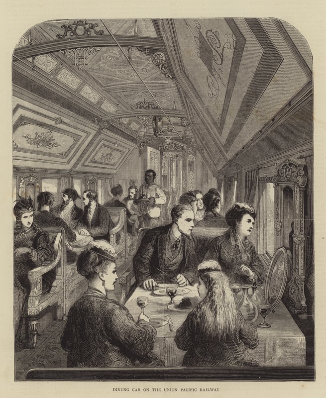 Dining Car on the Union Pacific Railway by English School