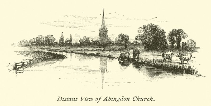 Distant View of Abingdon Church by English School