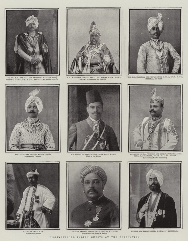 Distinguished Indian Guests at the Coronation, illustration from The Graphic, 28th June 1902 by English School