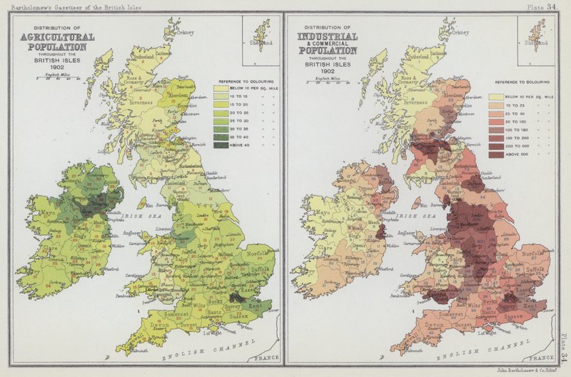 Distribution of Agricultural Population, Distribution of Industrial and Commercial Population by English School