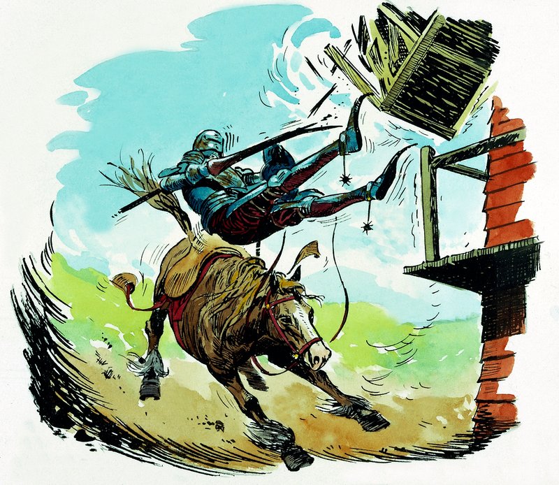 Don Quixote charging a windmill by English School