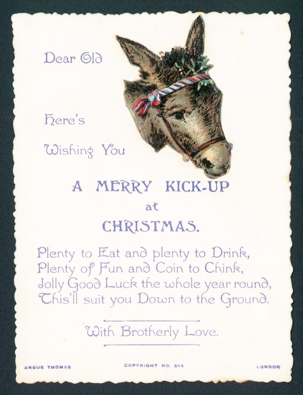 Donkey with Mistletoe Tucked into Harness by English School