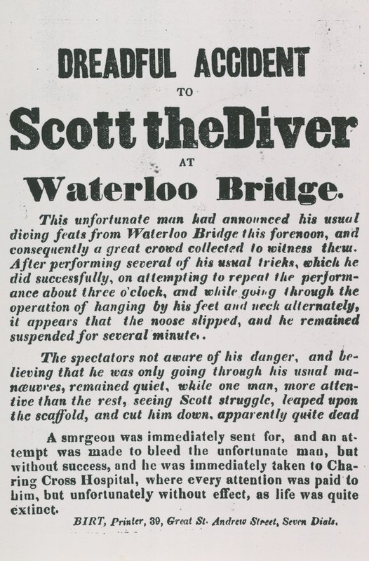 Dreadful Accident of Scott the Diver at Waterloo Bridge by English School