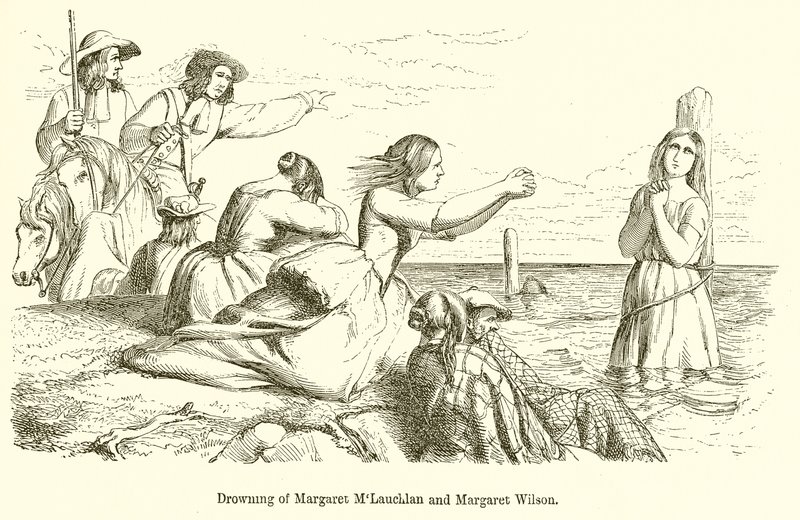 Drowning of Margaret MLauchlan and Margaret Wilson by English School