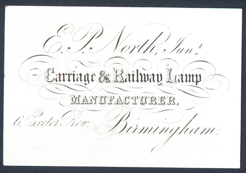 E P North, Junior, carriage and railway lamp manufacturer by English School