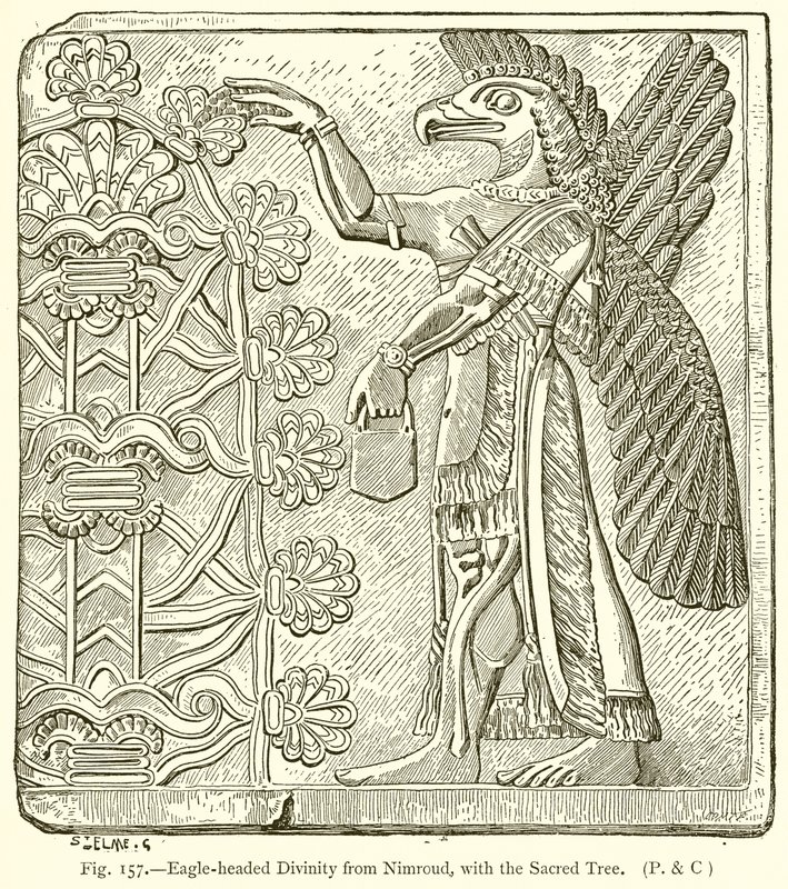 Eagle-Headed Divinity from Nimroud with the Sacred Tree by English School