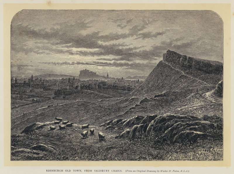 Edinburgh Old Town, from Salisbury Craigs by English School