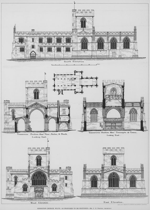 Edington Church, Wilts, as Proposed to be Restored (engraving) by English School