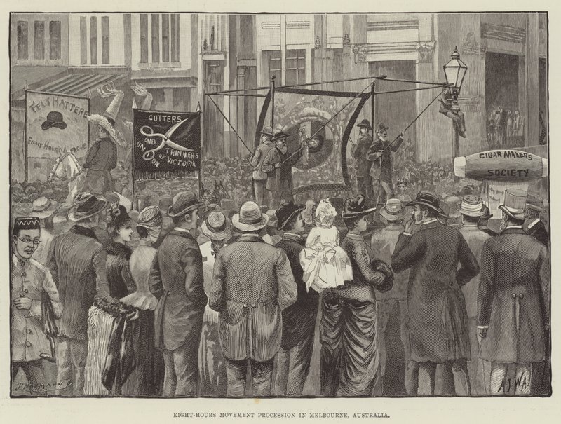 Eight-Hours Movement Procession in Melbourne, Australia by English School