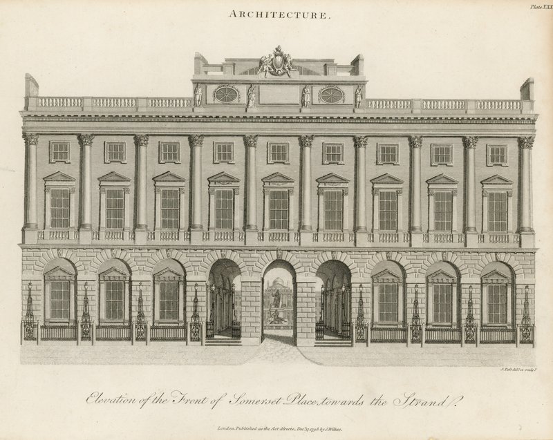 Elevation of the front of Somerset Place by English School