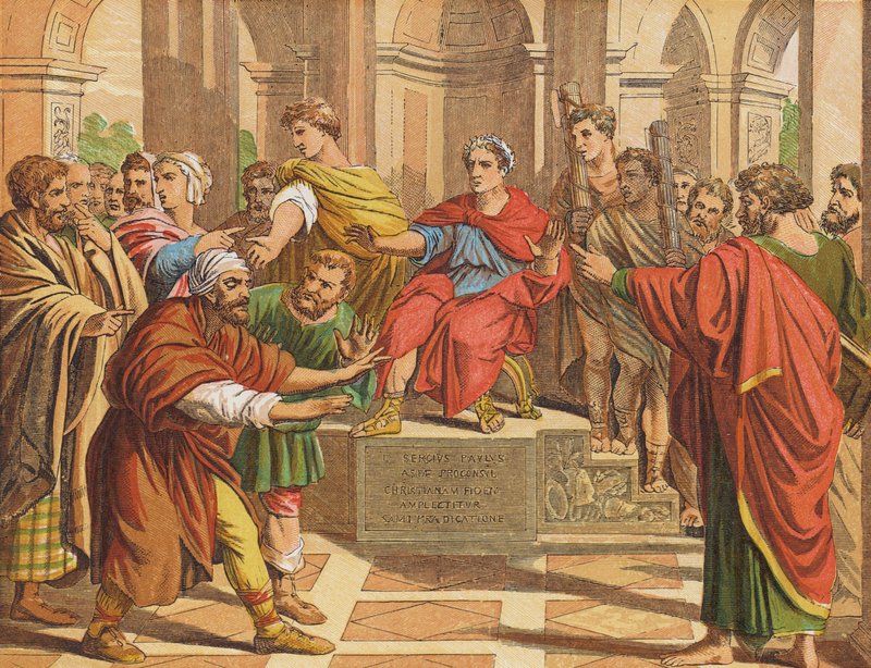 Elymas the Sorcerer Struck with Blindness by English School