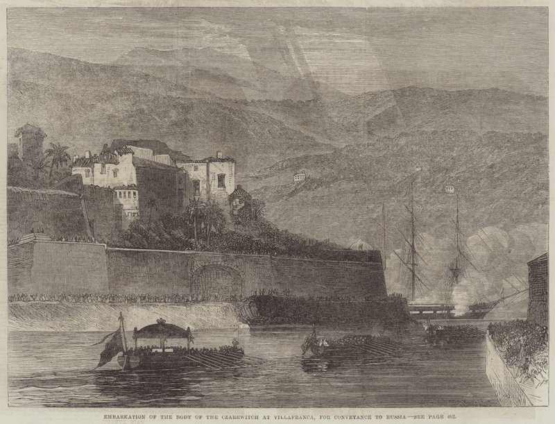 Embarkation of the Body of the Czarewitch at Villafranca, for Conveyance to Russia by English School