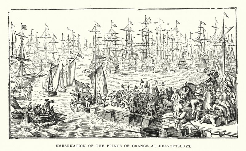 Embarkation of the Prince of Orange at Helvoetsluys by English School