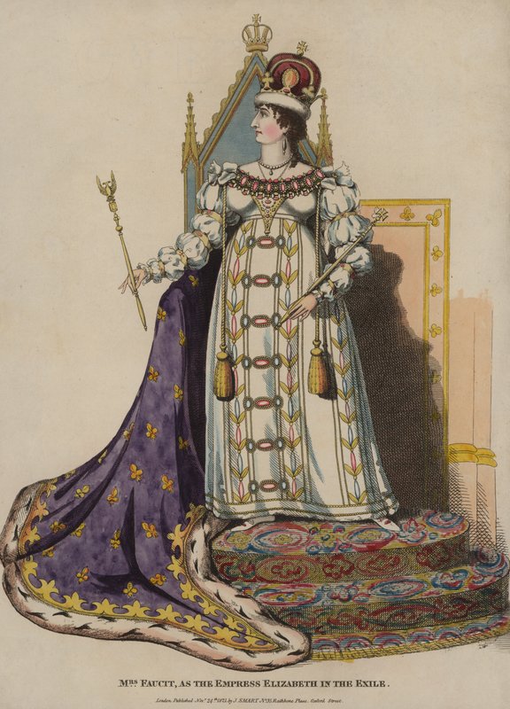 English actress Harriet Faucit as the Empress Elizabeth in The Exile by English School