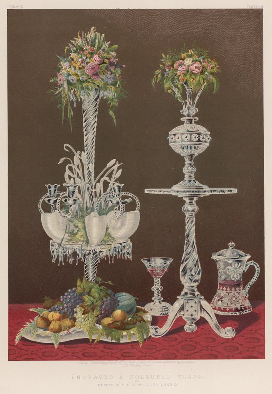 Engraved and Coloured Glass by English School