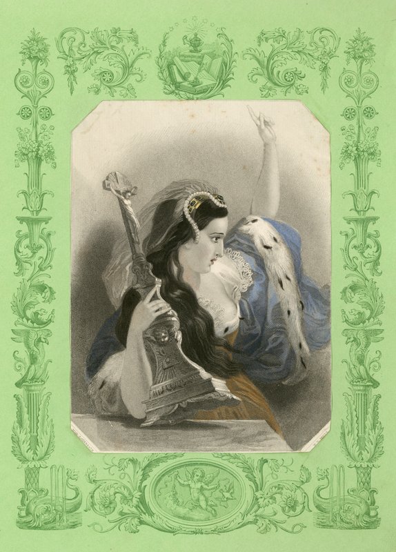 Enraged woman, about to throw a crucifix by English School